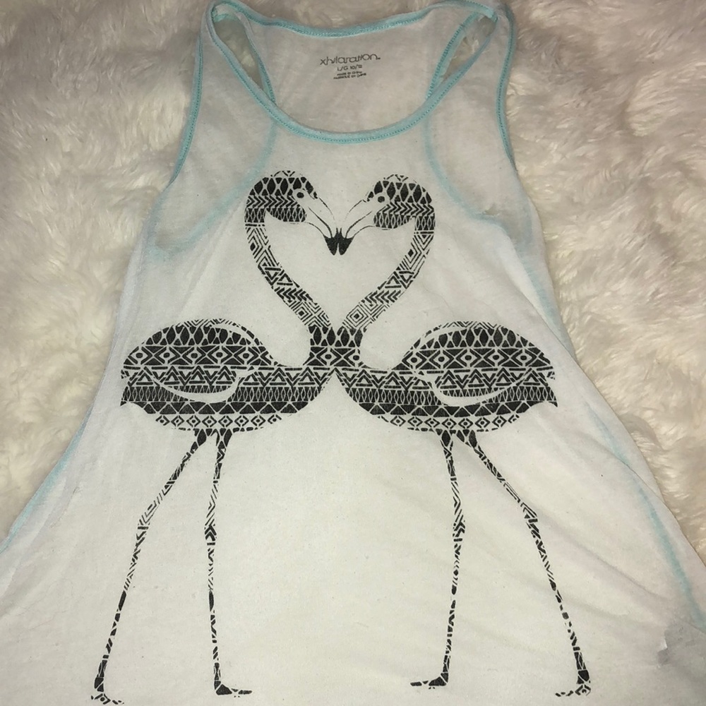 Thin swim cover top with flamingos